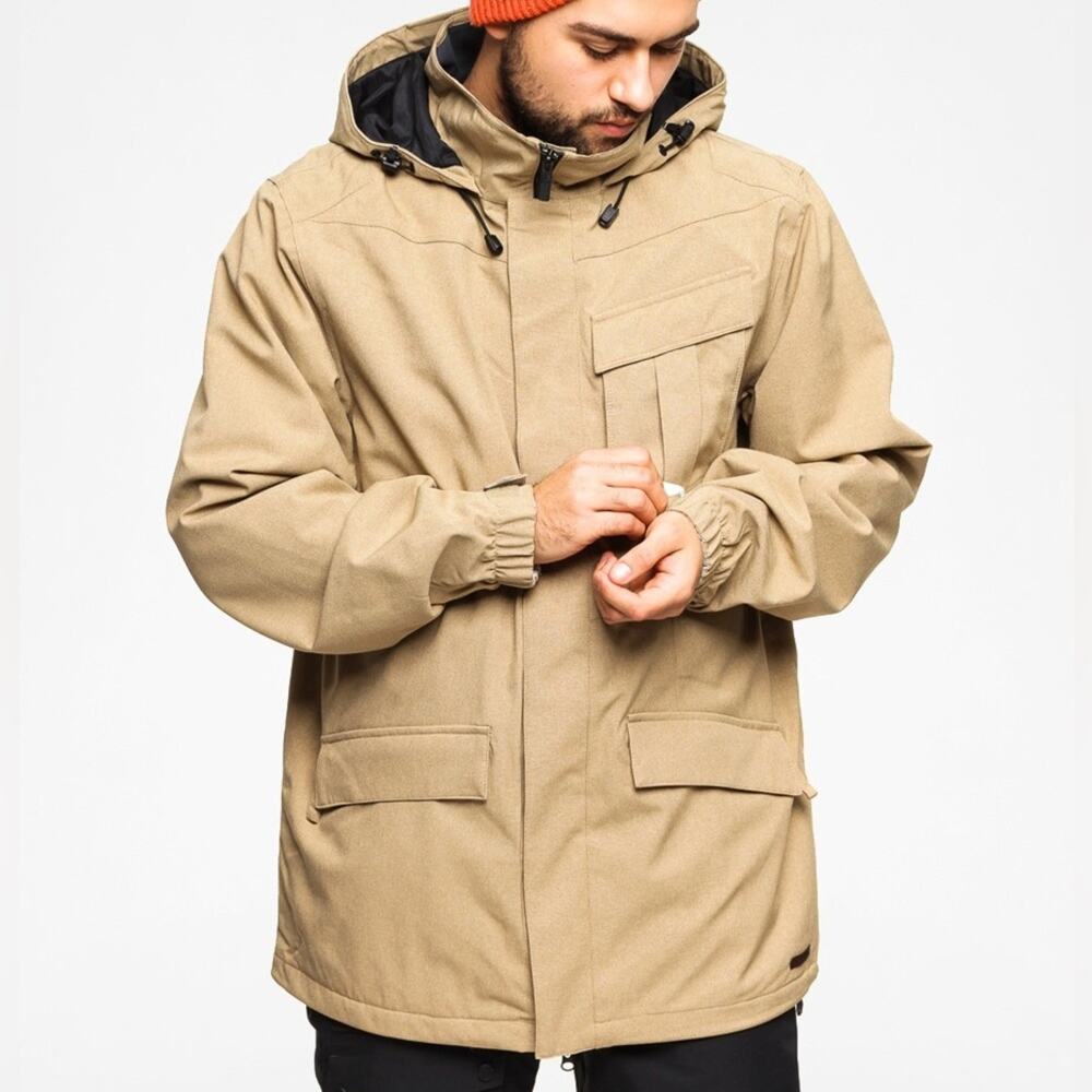 Volcom Mails Snowboard Ski Jacket Insulated Hooded Khaki Tan Men’s Size M